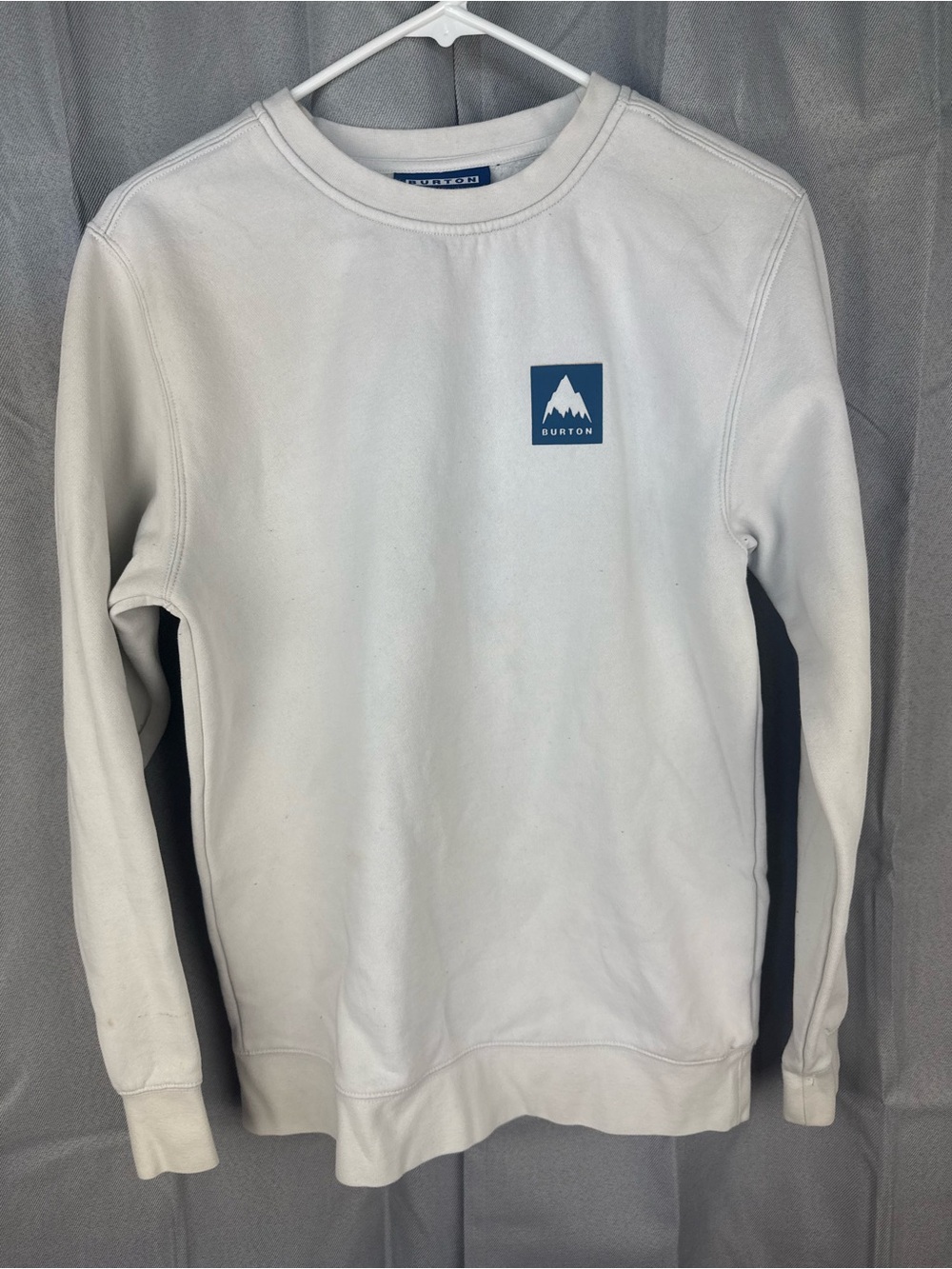 Burton x Fat Tire Crewneck Sweatshirt Cream Blue Logo Size XS